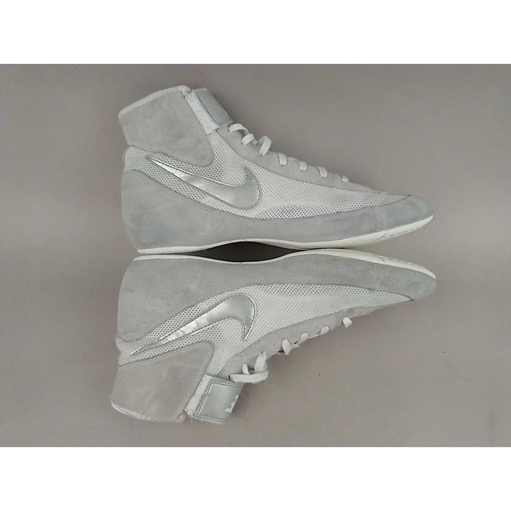 Nike Speedsweep‎ VII Wrestling Shoes Mens 10.5 Silver White 366683-100 High Top